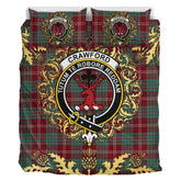Crawford Modern Tartan Crest Bedding Set - Golden Thistle Style